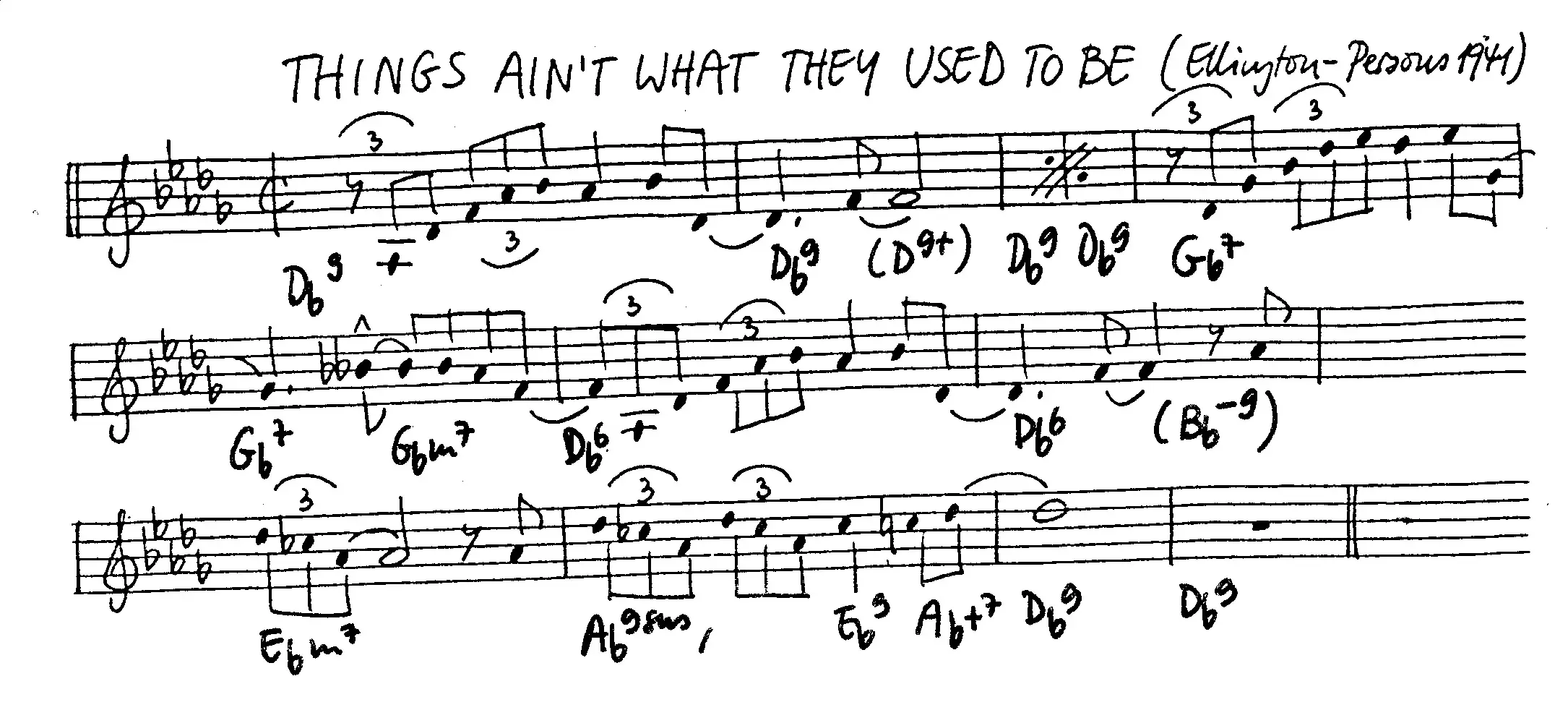 things ain't what they used to be free jazz leadsheet - Courtesy of the Jungle Jazz Band